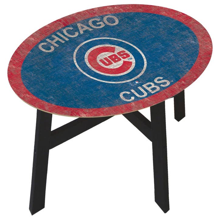 Chicago Cubs Distressed Side Table With Team Colors for wholesale by Fan Creations