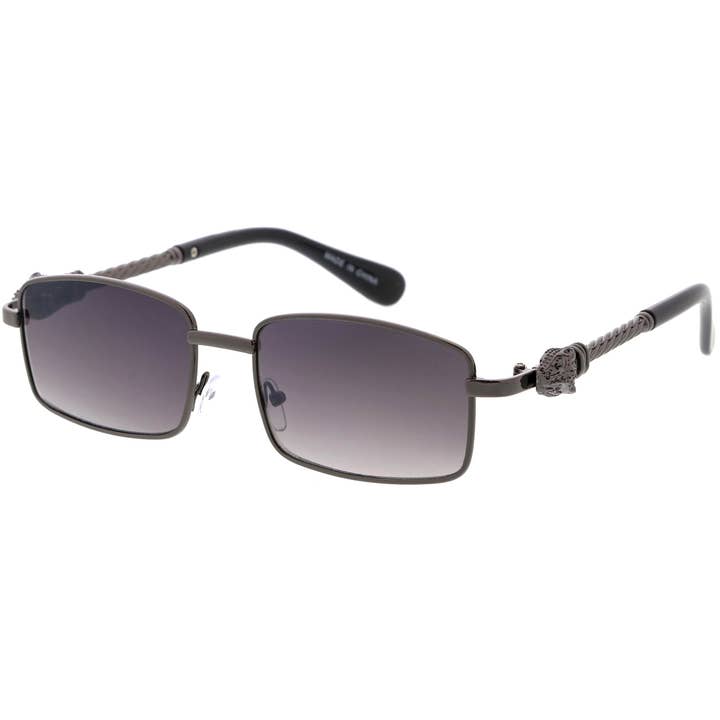 SPARE-SPECS, LLC - Wholesale Sunglasses - Unisex - Bold Retro Jaguar Metal Plated Detail Square Sunglasses D2477