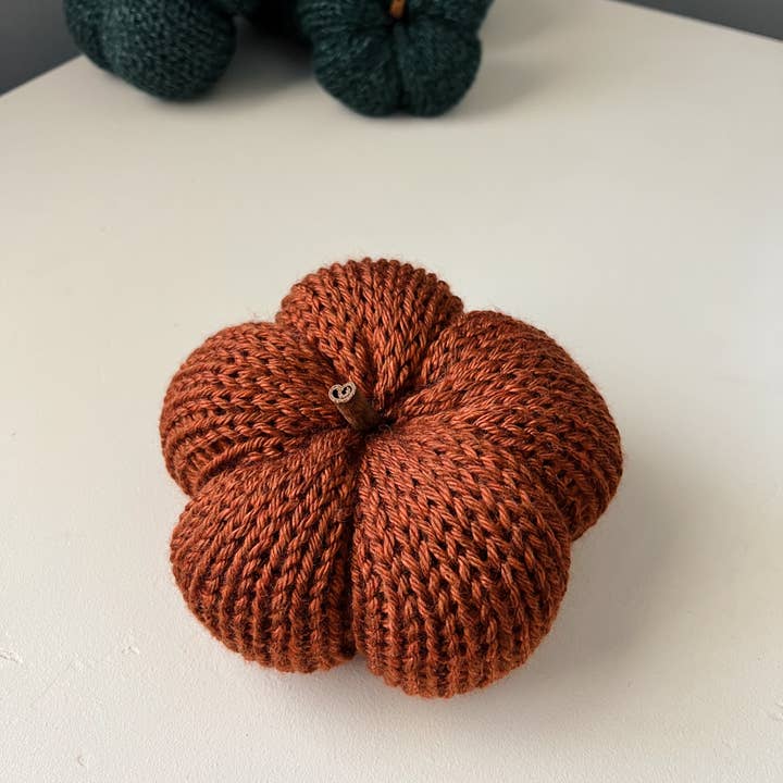 Another Row - Wholesale Decorative Tabletop Object - Knitted Pumpkin - Rust1