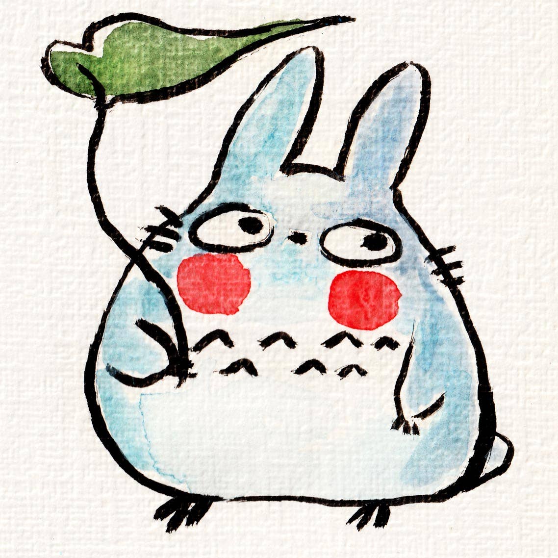 Rebekah Evans Art - Wholesale Art Print - Mini Print - "Lil' Blue Totoro" 4x4"1