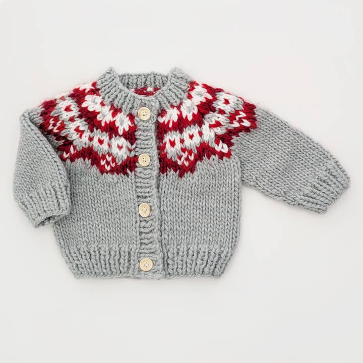 Huggalugs - Wholesale Cardigan - Baby - Fairisle Red Cardigan Sweater for Baby & Toddler SALE