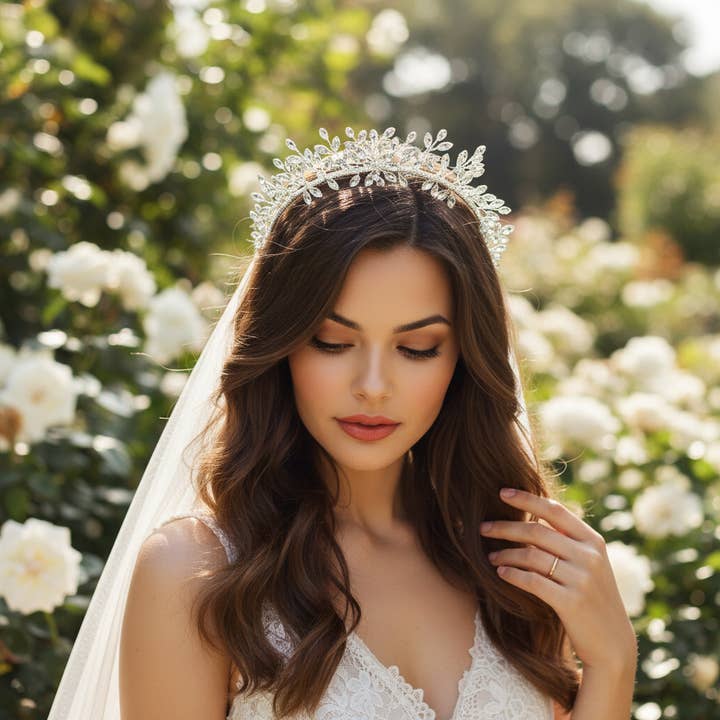 CRYSTAL STARBURST TIARA - SILVER for wholesale by Athena Bridal Jewellery