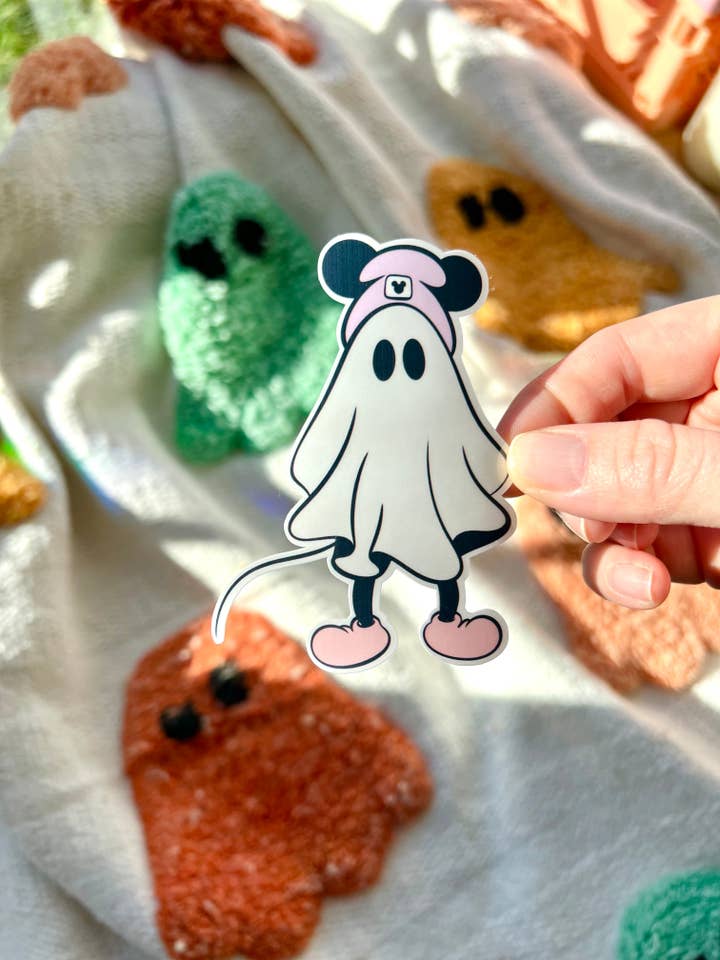 Mouse Ghostie Sticker for wholesale by The Cozy Peach Co