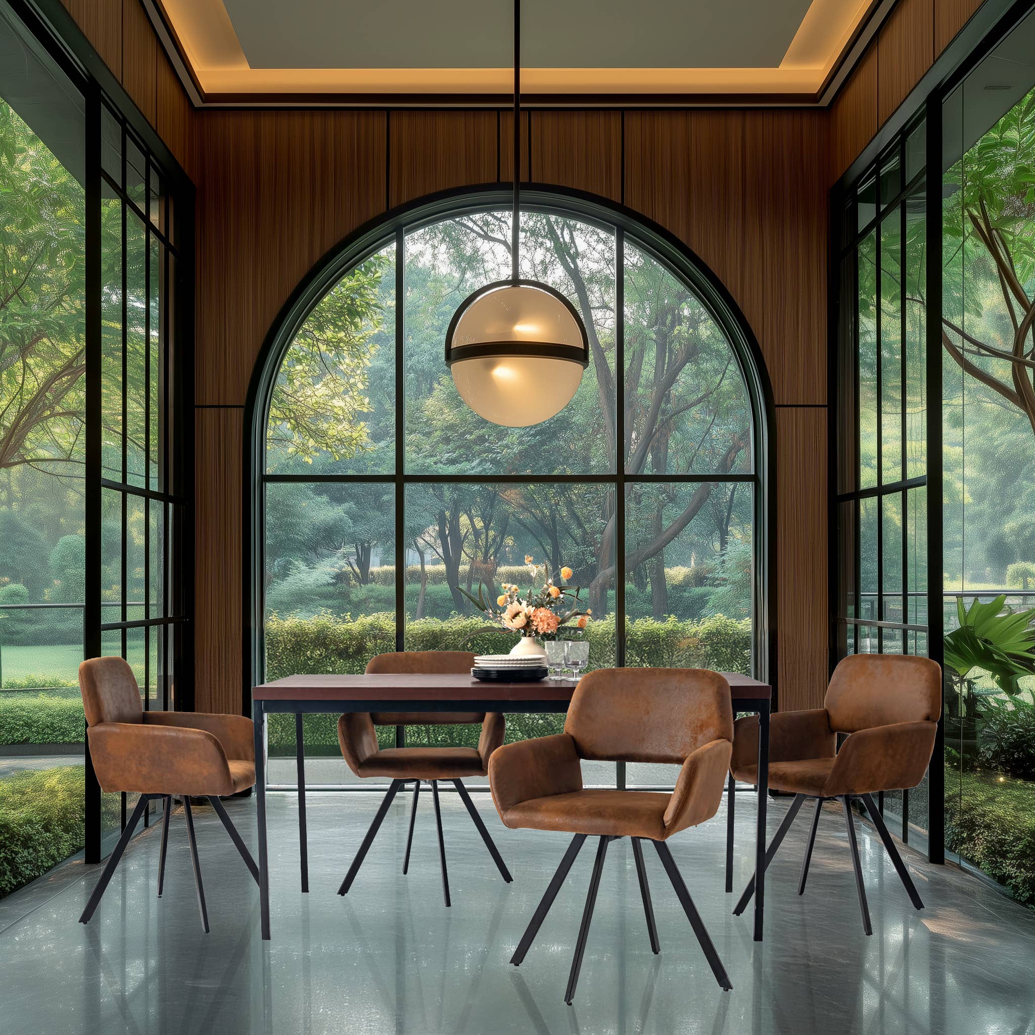 39F Inc. - Wholesale Patio Set - 5-Piece Dining Set 59” Table with Swivel Chair ForRestaurant9