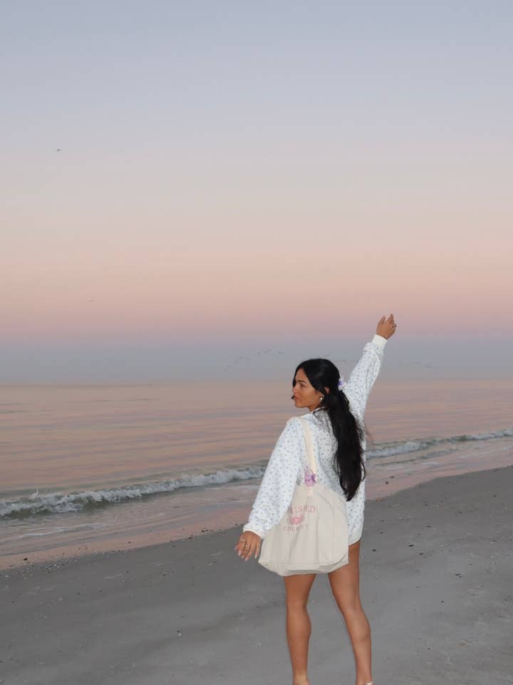 White Lilo Blue Floral Sweatshirt for wholesale on Faire