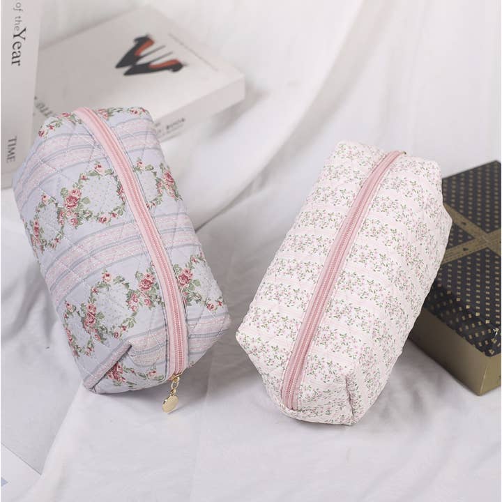 Assorted Quilted Floral Design Cosmetic Bags - TOSHA for wholesale on Faire
