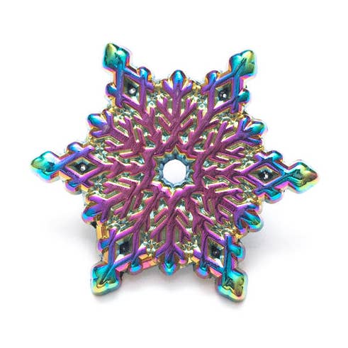 Rainbow Metal Snowflake Enamel Pin for wholesale by Dream Maker Pins