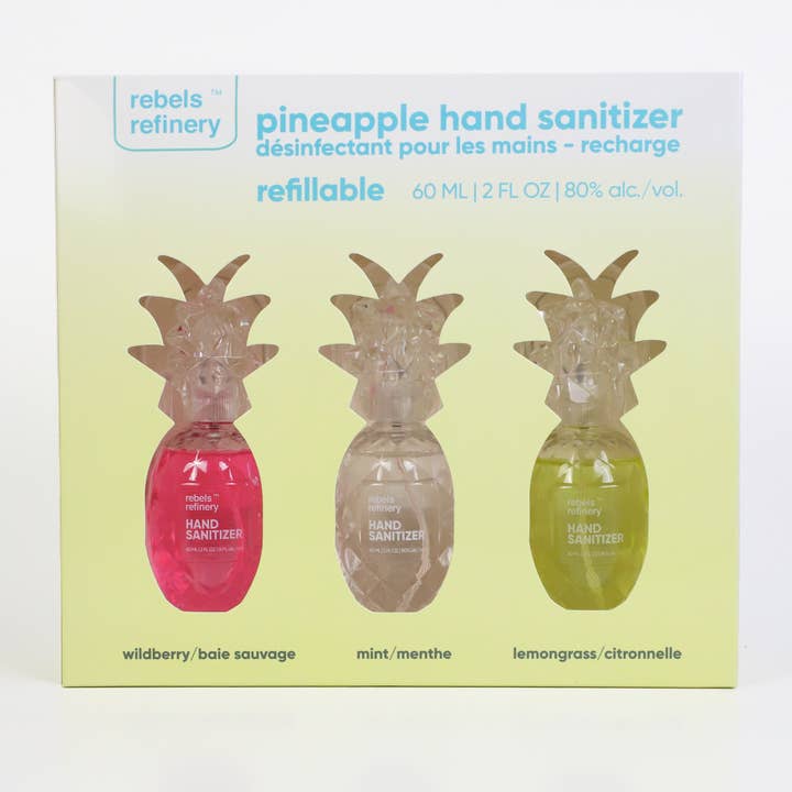 Rebels Refinery - Wholesale Hand Sanitizer - GIFT SET 3 Pack Pineapple Sanitizer REFILLABLE