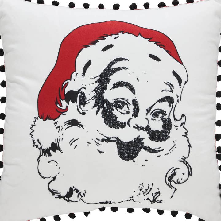 VHC Brands - Wholesale Throw/Decorative Pillow - Annie Red Check Vintage Santa Pillow 18x185