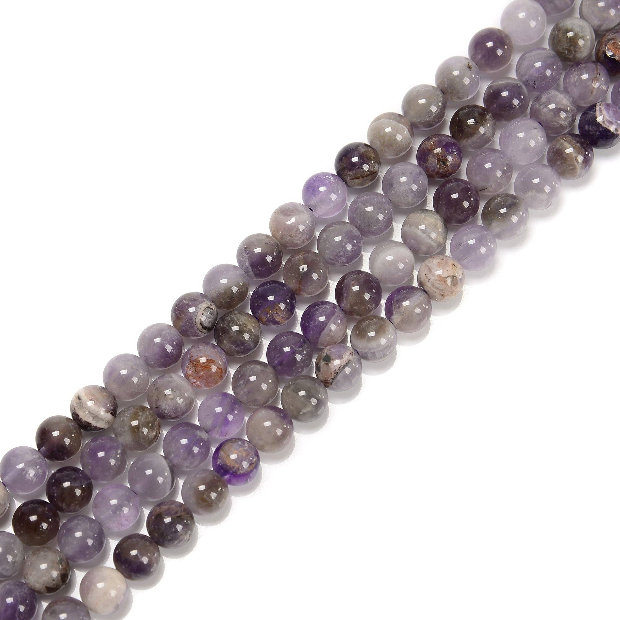 CRCBEADS - Wholesale Beads - Teeth Chevron Amethyst Smooth Round Beads Size 6.5-6.8mm 8mm 15.5'' Strand1