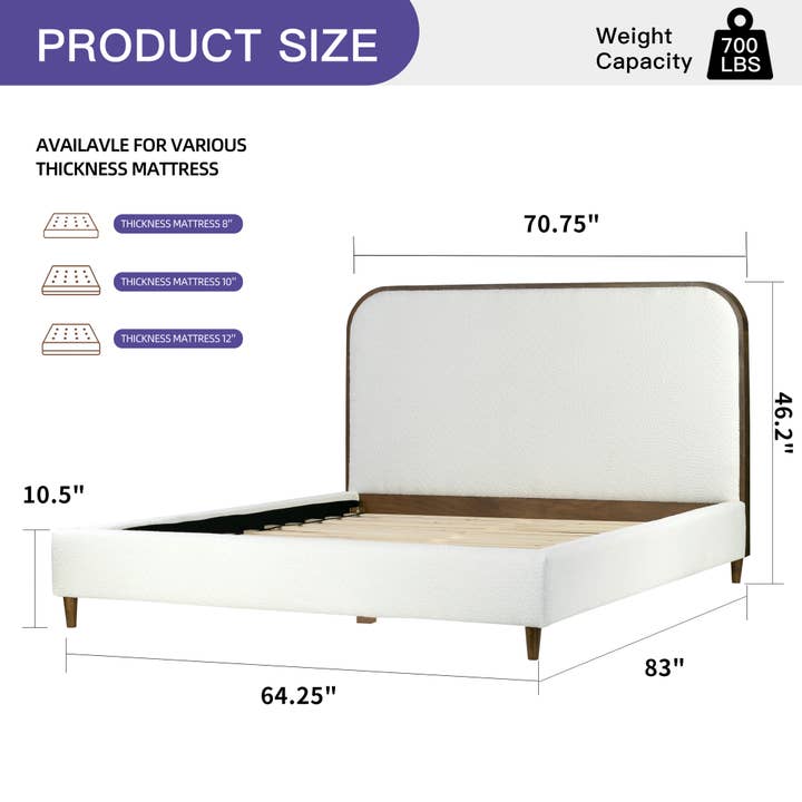 Glamour Home - Wholesale Bed - Brenda Fabric Upholstered Queen Bed with Wood Trim Accent4