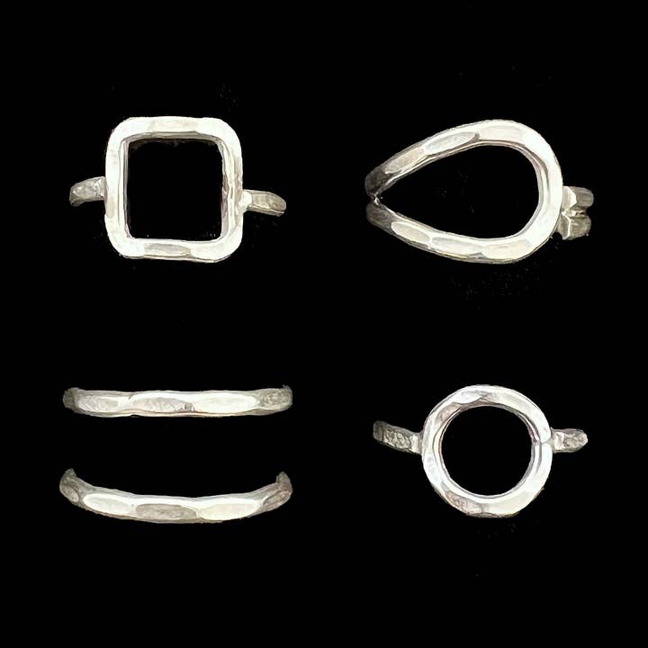 R4 - Anéis abertos martelados por atacado de Anantara