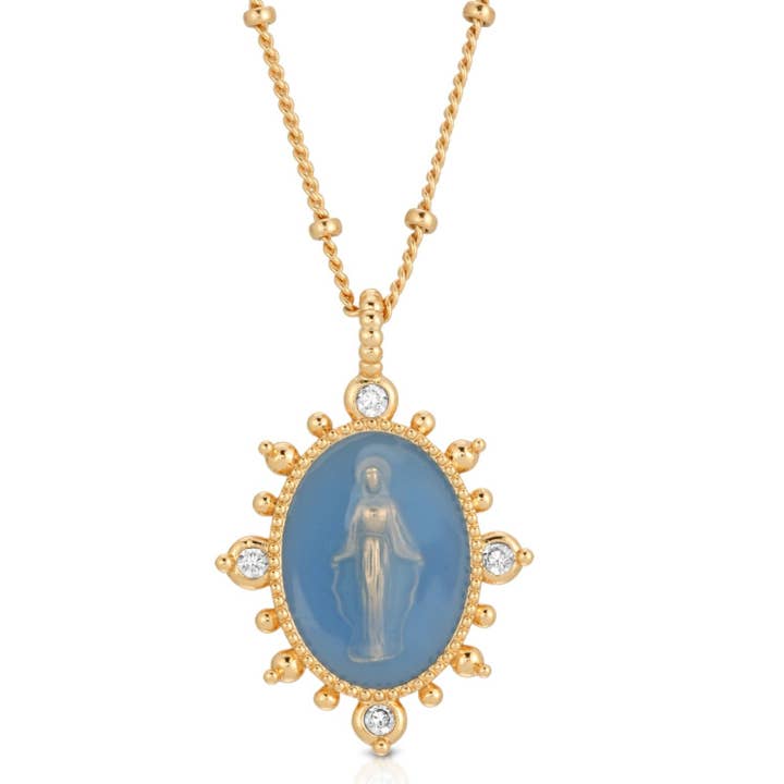French Blue Lady Lourdes Pendant for wholesale by JOY DRAVECKY JEWELRY