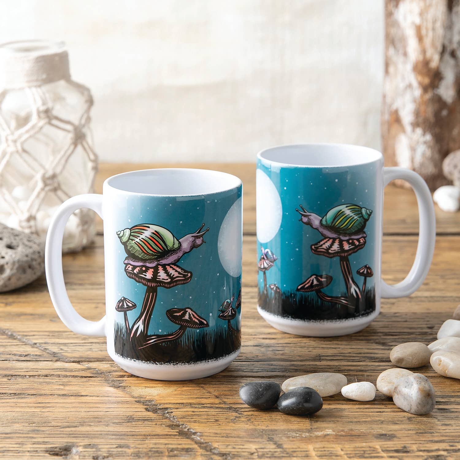 Two Little Fruits - Wholesale Coffee Mug - Snail Illustrated Ceramic Mug – Vibrant 15oz2