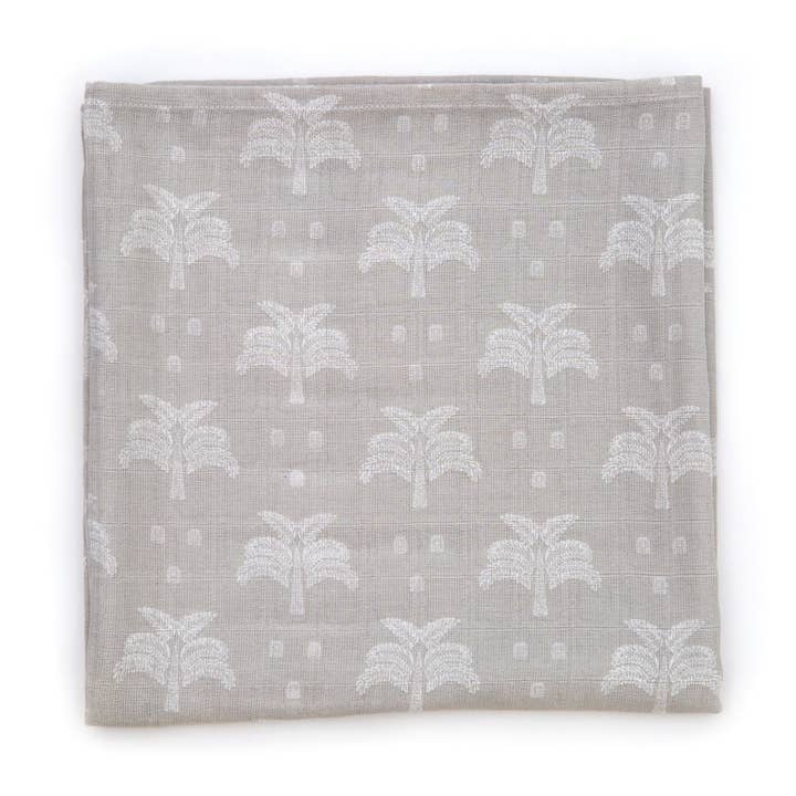Palms and Pineapples in Grey Muslin for wholesale by Organic Nights