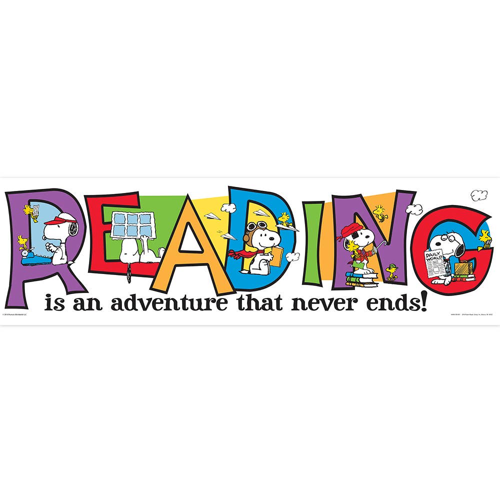Eureka School Products - Wholesale Banner - Peanuts® Snoopy Reading Horizontal Banner0