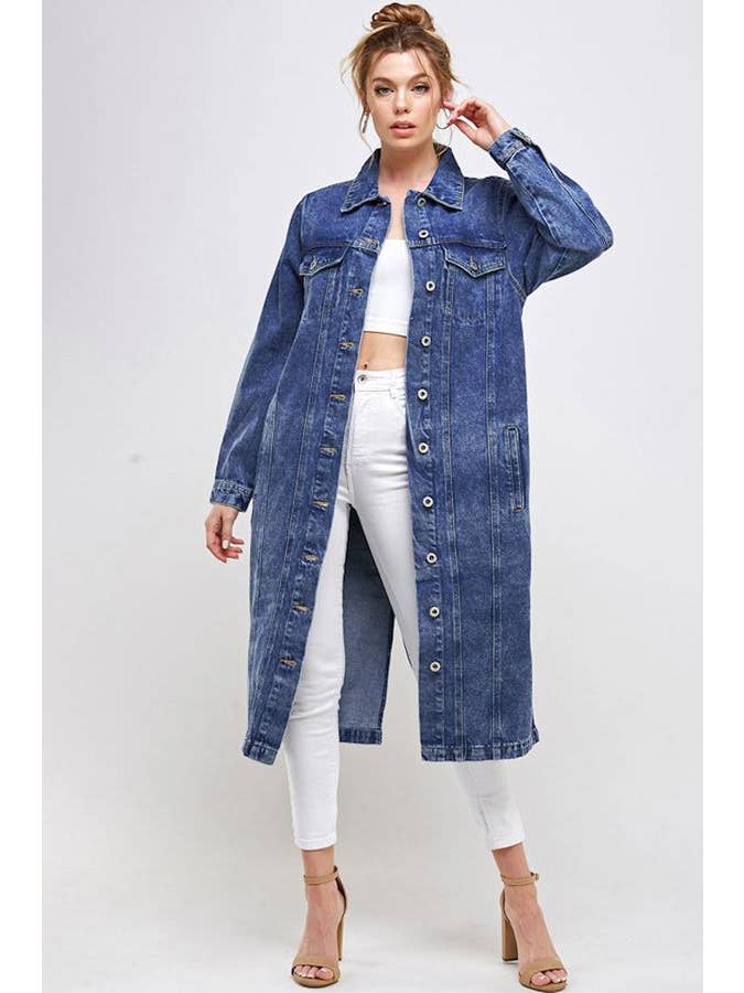 BLUE AGE - Wholesale Denim Jacket - Women's - Long Trench Coat Denim Jean Jacket (OPEN PACK)