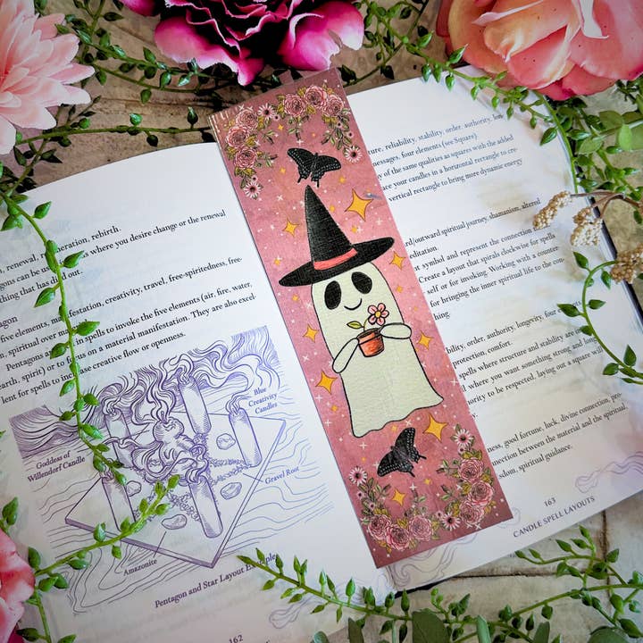 NOMAD Moon Magic - Vente Marque-page - Marque-page Girly Pink Garden Ghost, Halloween Vibes, fait main
