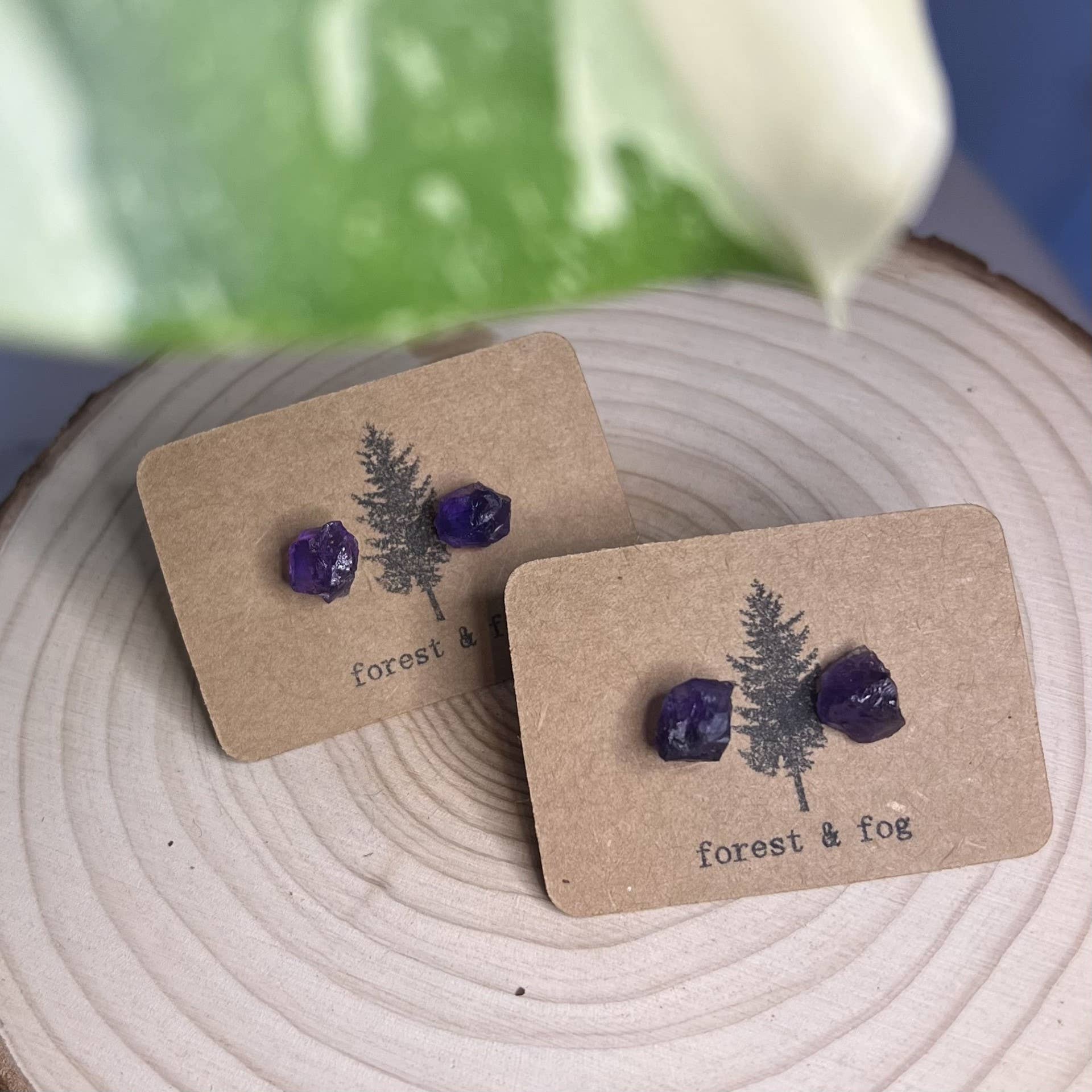 forest & fog - Wholesale Stud/Post Earrings - Amethyst Raw Gemstone Stud Earrings1