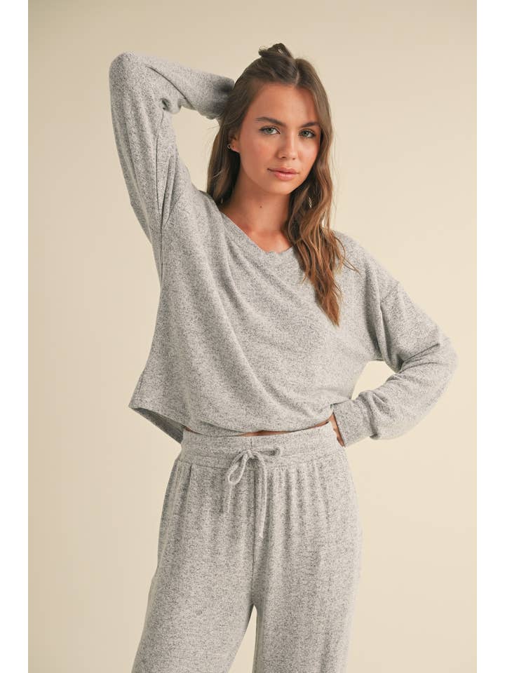 KIMBERLY C - Wholesale Knit Top - Women's - Brushed Hacci Long Sleeve V Neck Top25