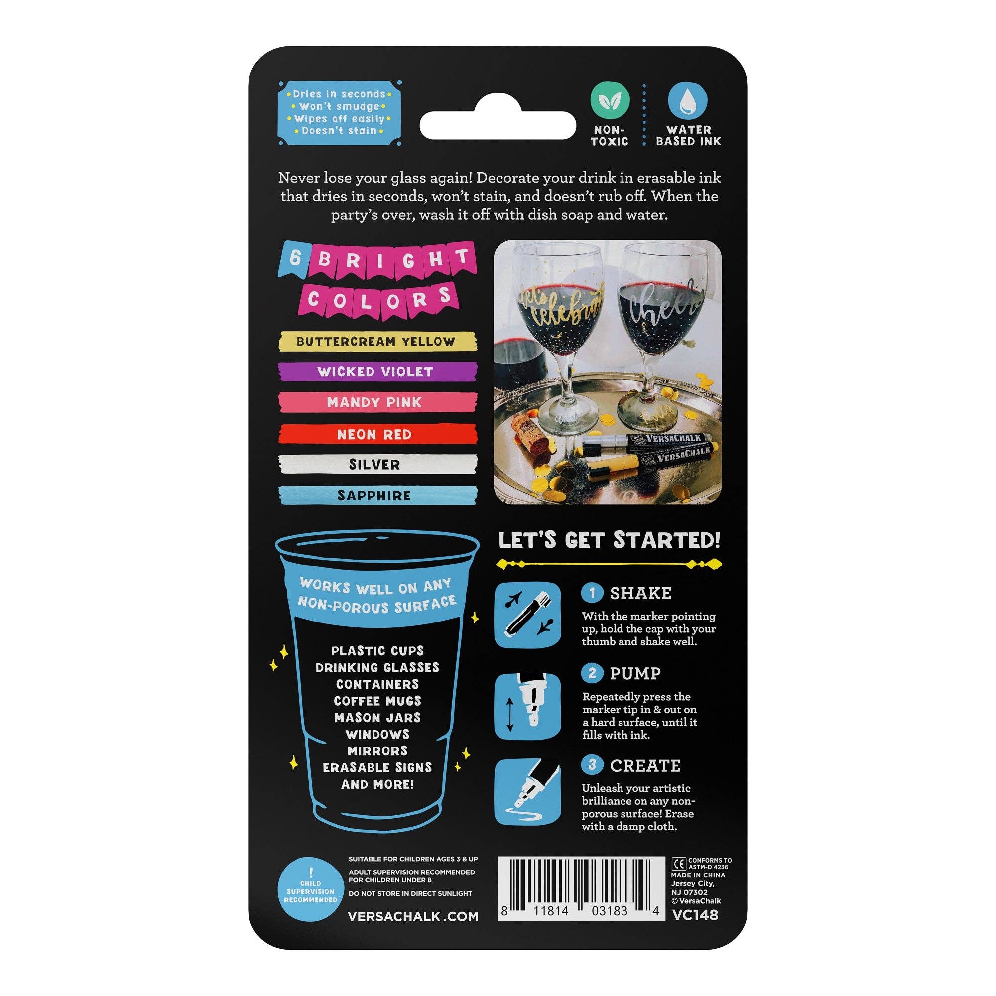 VersaChalk - Wholesale Marker - Wine Glass Markers, Set of 61