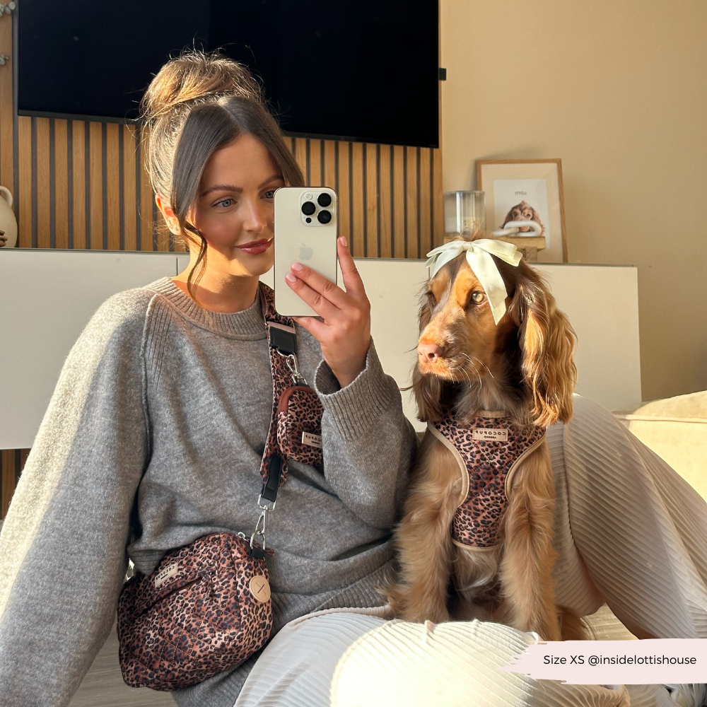 Cocopup London - Vente Sac à friandises – chien - Sac de promenade pour chien à motif léopard matelassé8