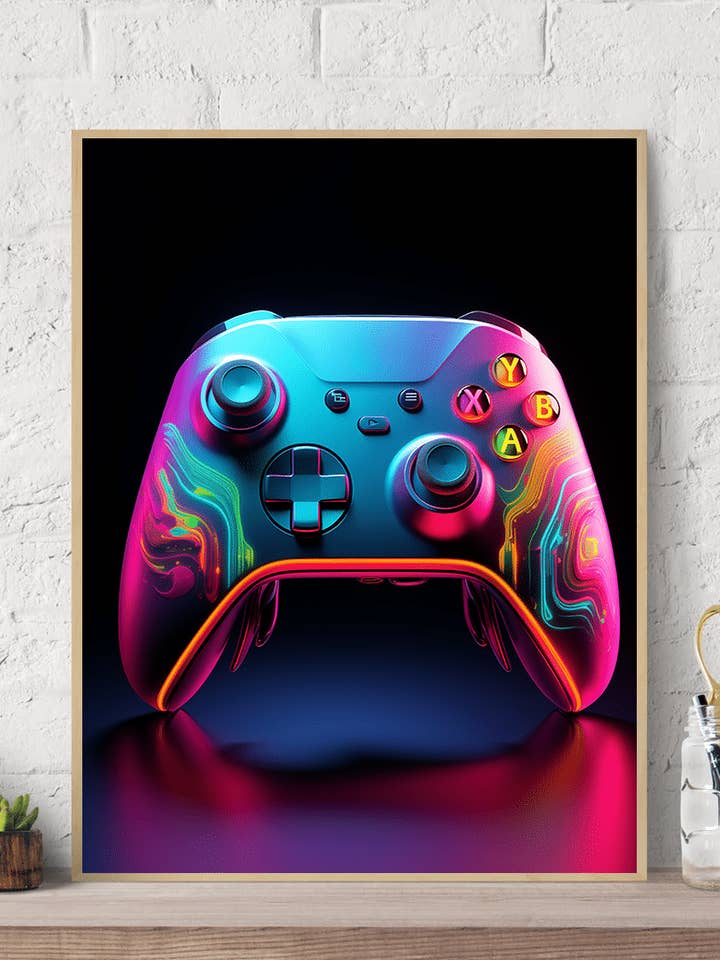 Impression murale sur toile avec manette au néon Xbox Series X|S pour la vente par Arttique - Artistry Canvas Prints