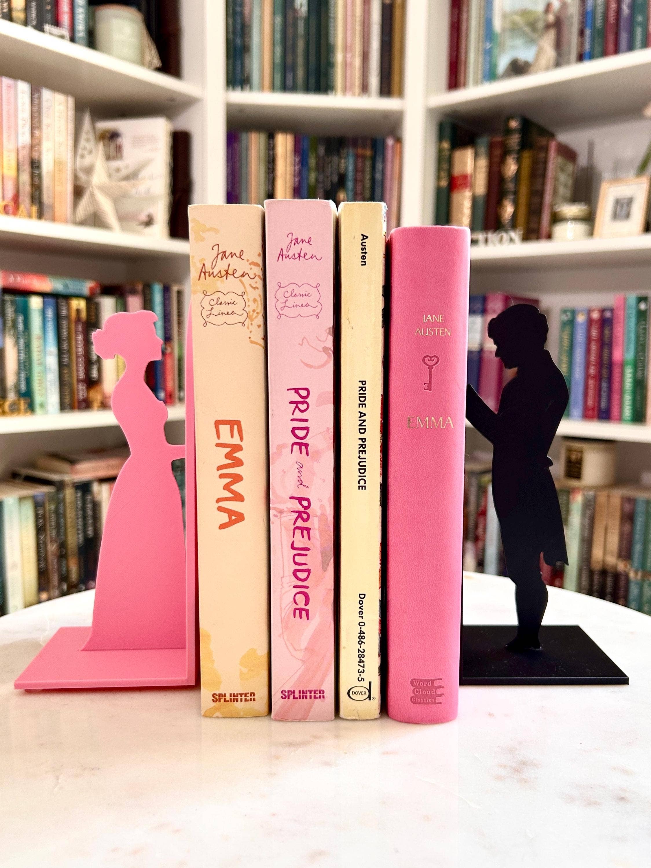 Modern Home Decorations - Wholesale Bookend - Pride and Prejudice Bookends | Literary Decor | Book Lover Gift | Regency Style Bookends | Elizabeth and Darcy Silhouette Bookends |BookNook5