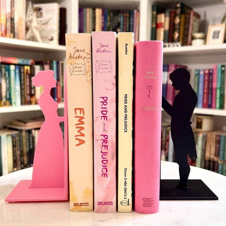 Modern Home Decorations - Wholesale Bookend - Pride and Prejudice Bookends | Literary Decor | Book Lover Gift | Regency Style Bookends | Elizabeth and Darcy Silhouette Bookends |BookNook5