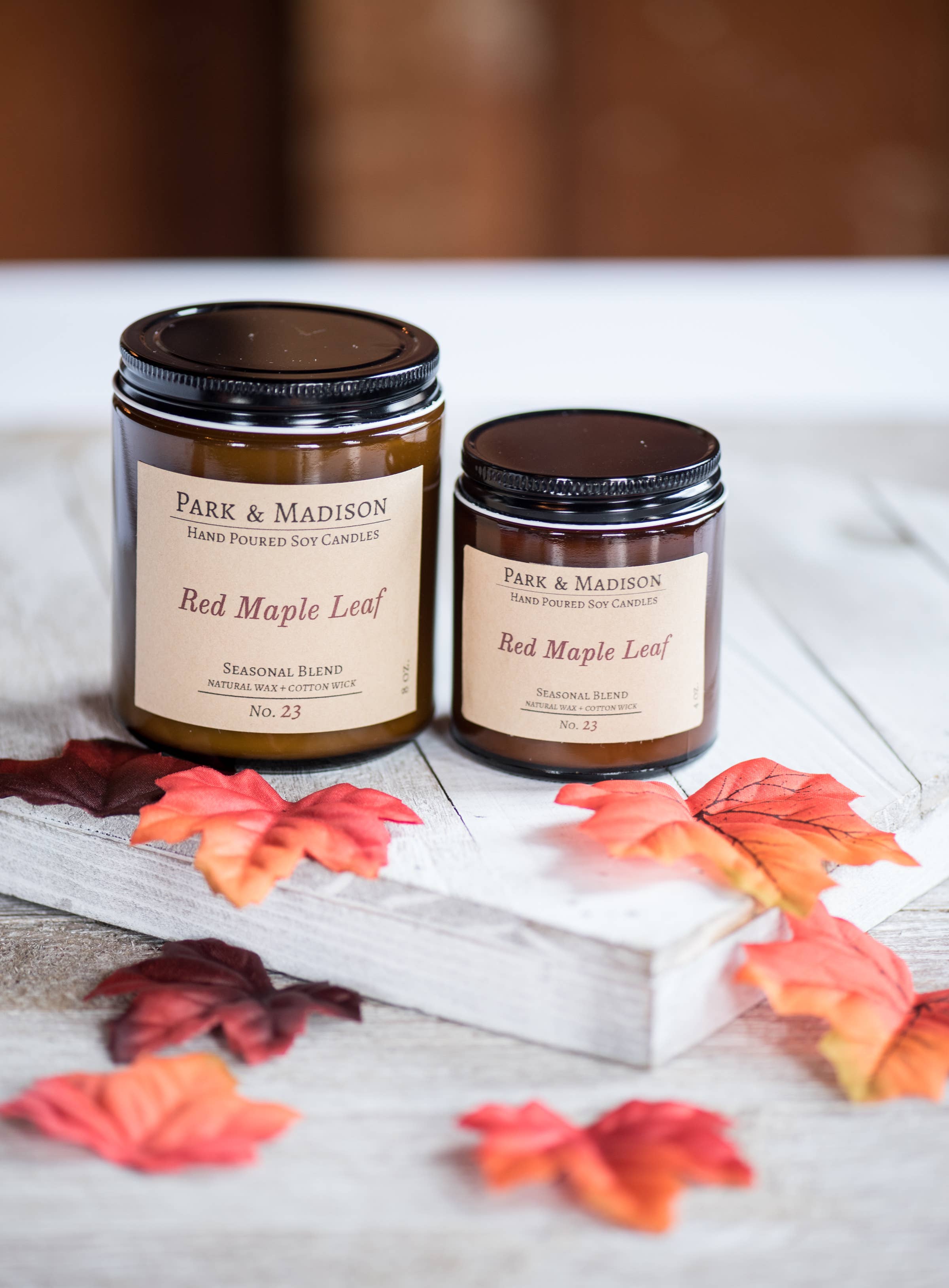 Park & Madison - Wholesale Jar/Filled Candle - Red Maple Leaf Soy Candle2