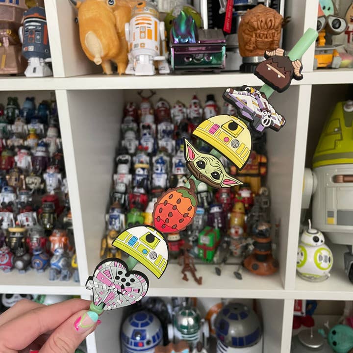Galactic straw toppers for wholesale by Lantern Pins
