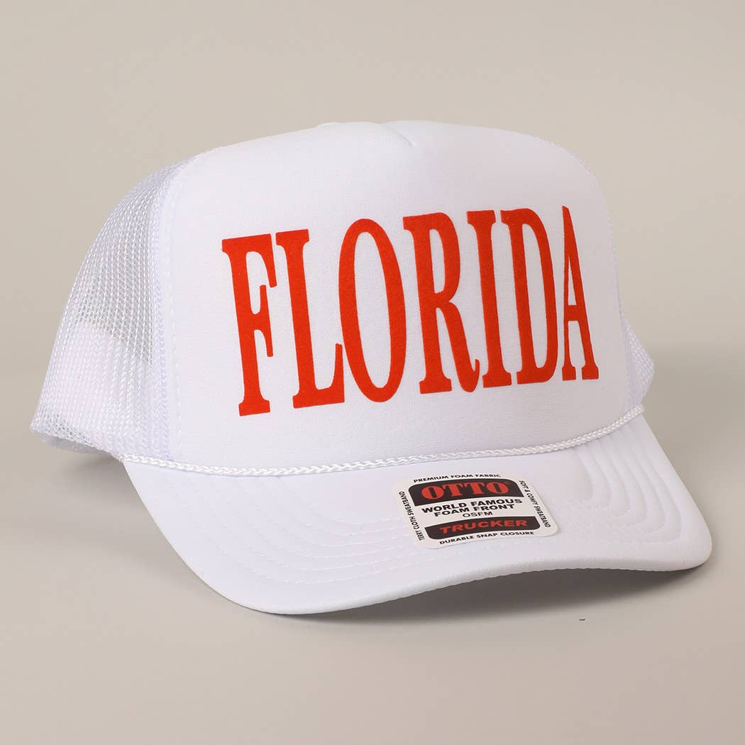 Fashion City - Wholesale Trucker Hat - Unisex - FLORIDA Text Printed Mesh Back Foam Trucker Hat20