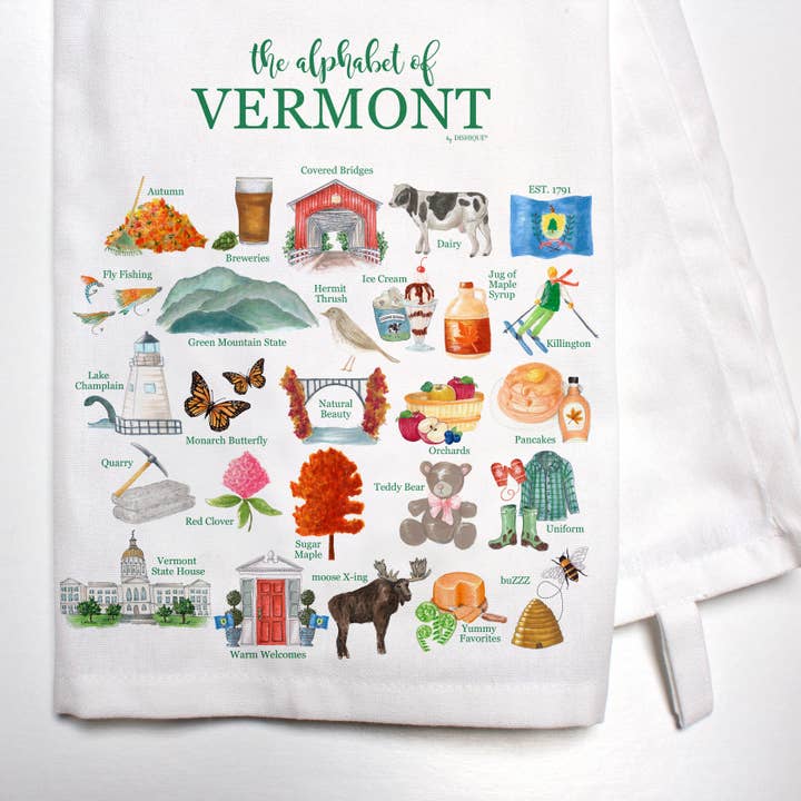 Vermont Alphabet Bar Towel for wholesale by Dishique