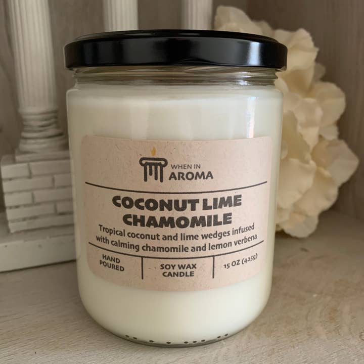 Bougie de soya à la camomille pour la vente par When In Aroma Candle Company