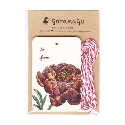 Peony Gift Tags, Set of 10 for wholesale by Gotamago
