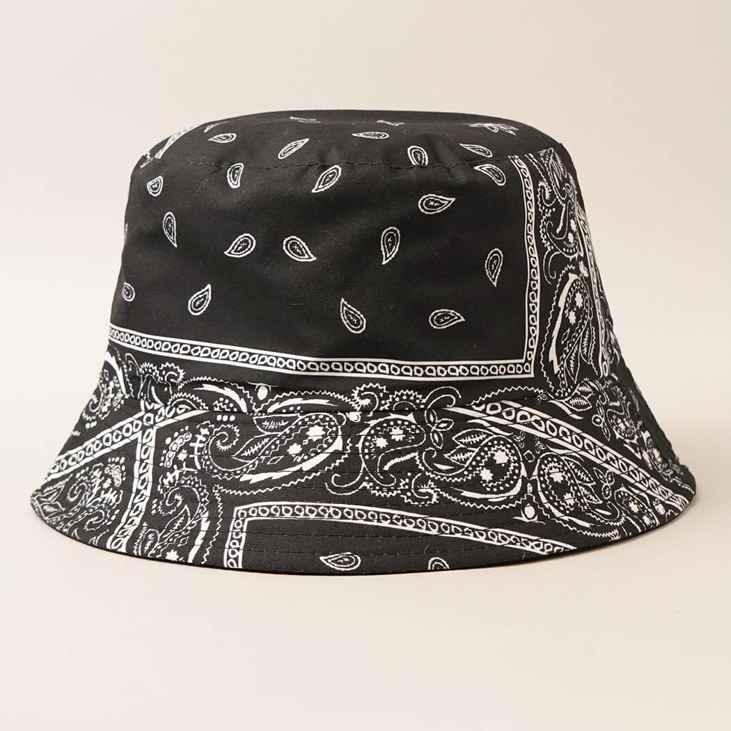 Fashion City - Wholesale Bucket Hat - Women's - Paisley Pattern Reversible Safari Bucket Hat0