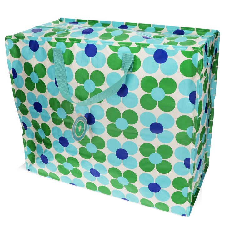 Jumbo Storage Bag - Blue And Green Daisy for wholesale by Rex B2B - UK