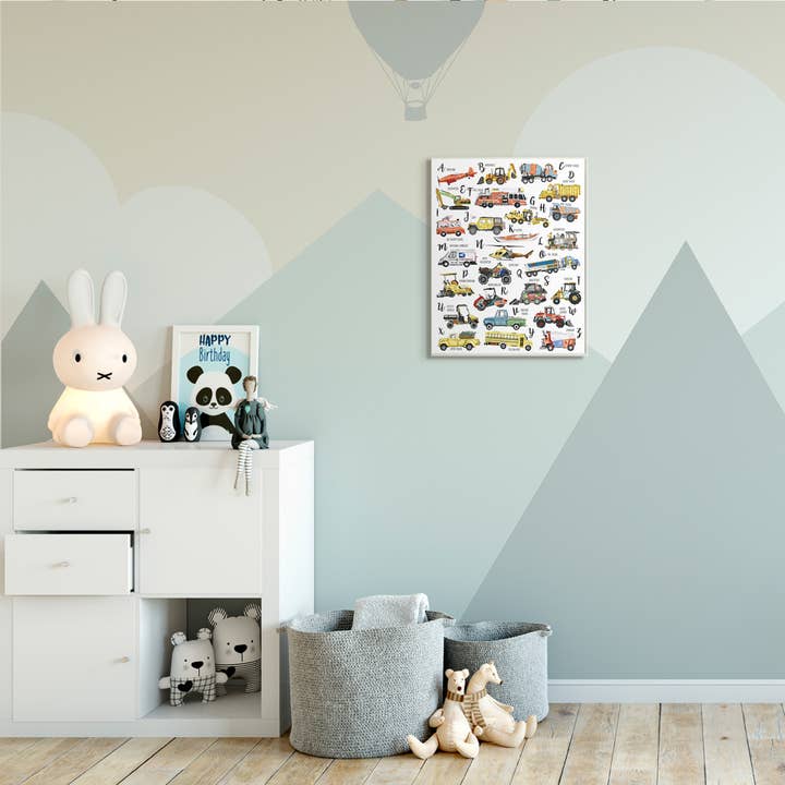 Stupell Industries - Wholesale Art Print - Kids & Baby - ABC's of Motor Vehicles Kid's Alphabet Chart Wall Art Kids