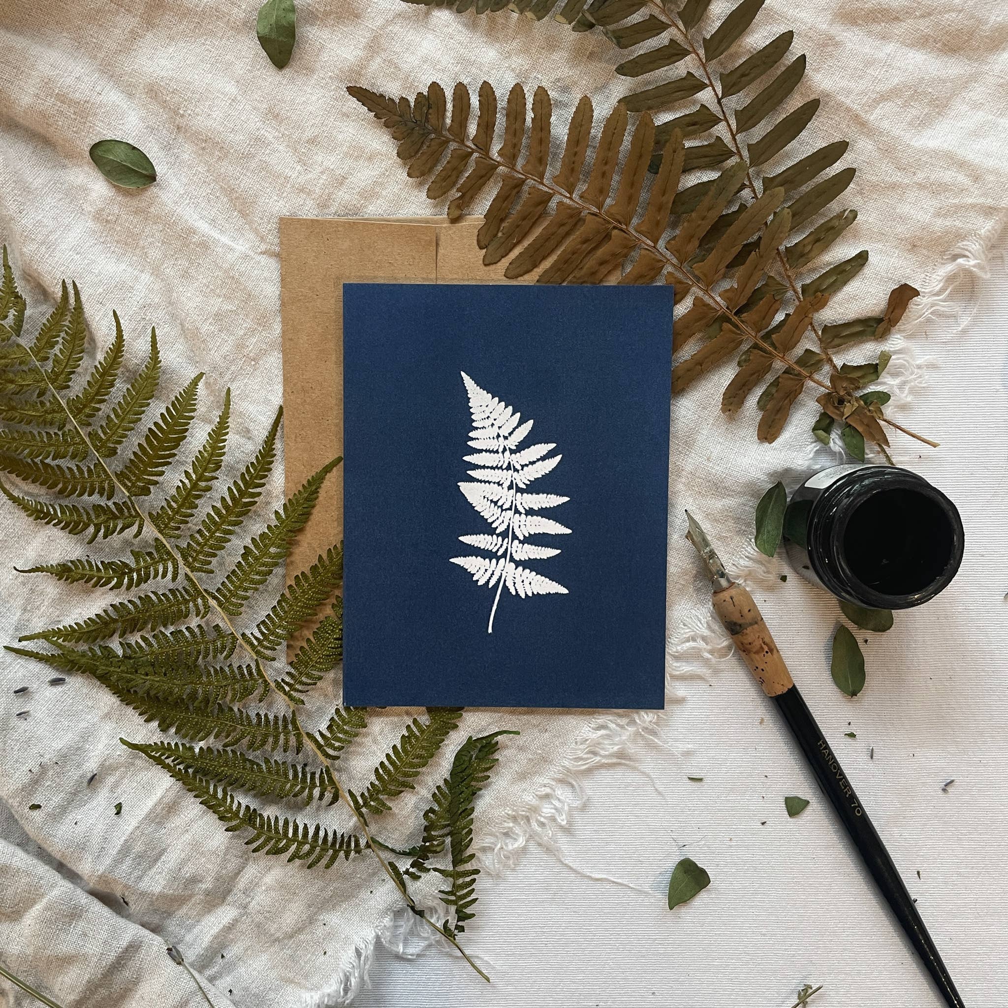 Atwater Designs - Vente Carte de vœux classique - Coffret de cartes de vœux Ferns | Botanical Cyanotype12