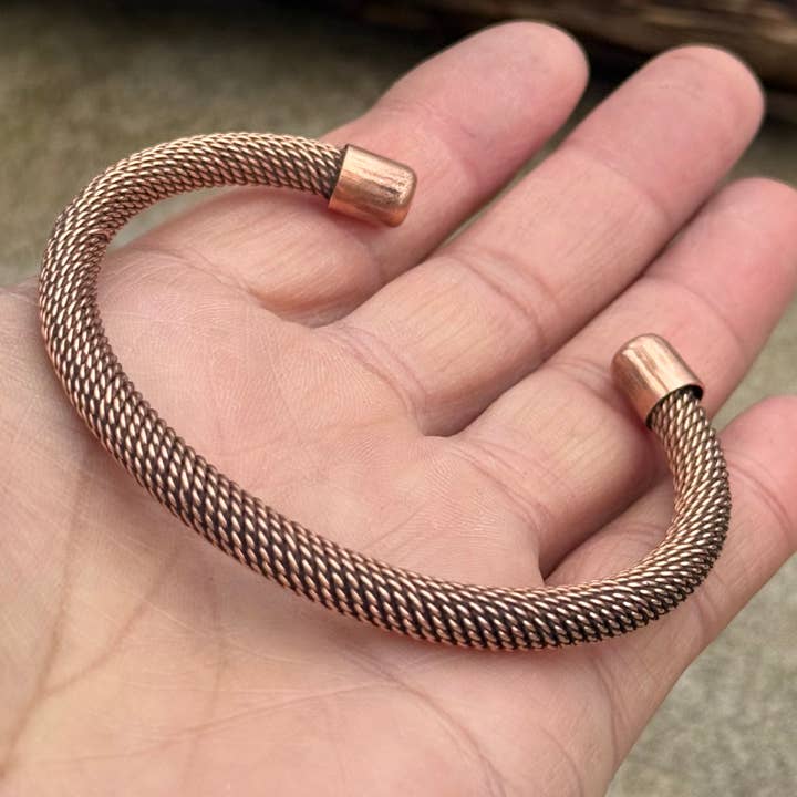 Lungta Imports - Wholesale Cuff Bracelet - Pure Copper Twisted Open Back Bracelet for Women and Men 1