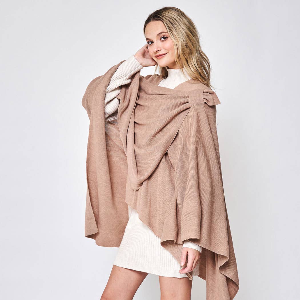 Fashion City - Wholesale Poncho - Women's - Solid Ruana with Shoulder Strap34
