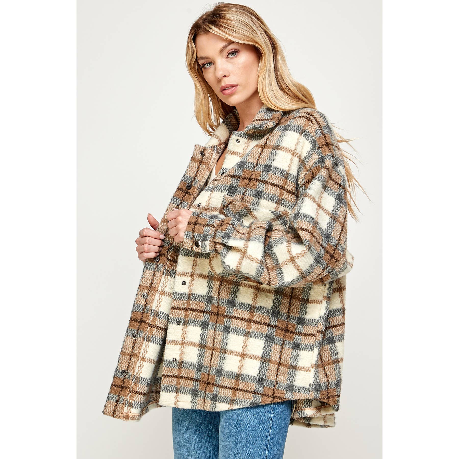 Sans Souci - Vente Chemise à col boutonné – femme - CHEMISE À CARREAUX BOUTON-PRESSION3