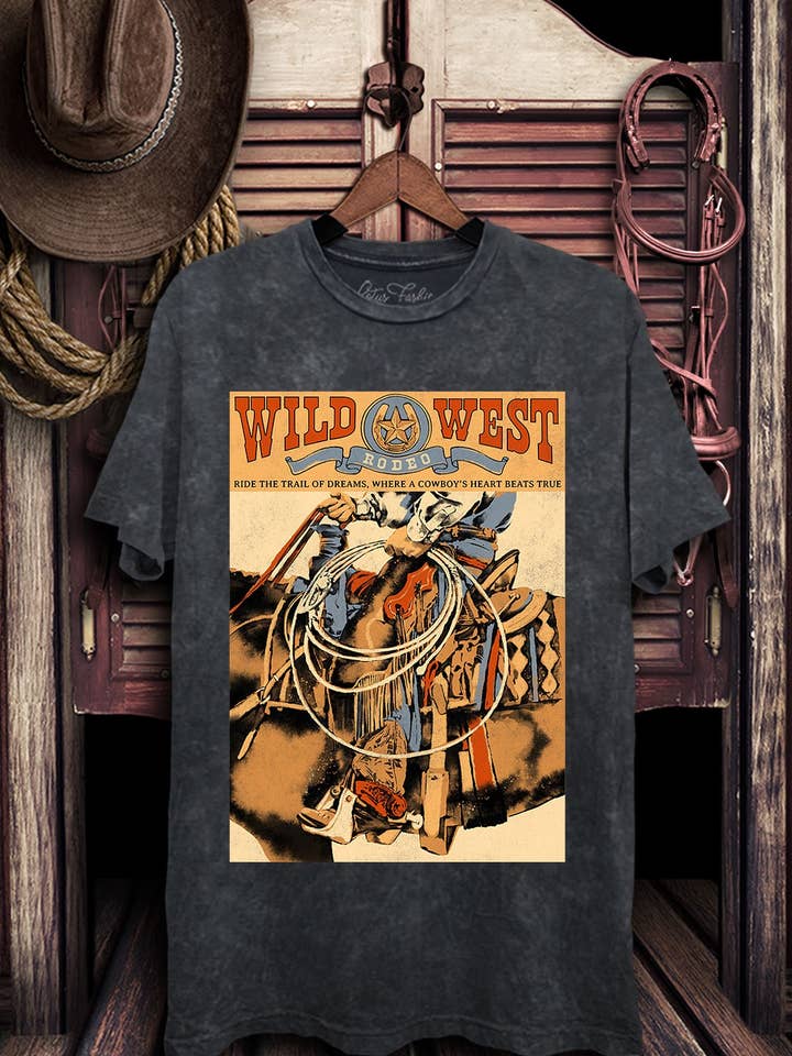 Lotus Fashion Collection - Venta al por mayor Camiseta serigrafiada - Mujer - Top estampado de los Wild West Cowboys6