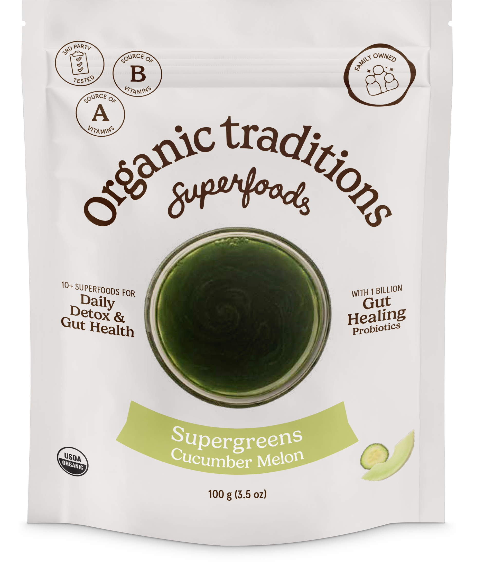 Organic Traditions - Wholesale Protein/Superfood Powder - Cucumber Melon Super Greens Powder0