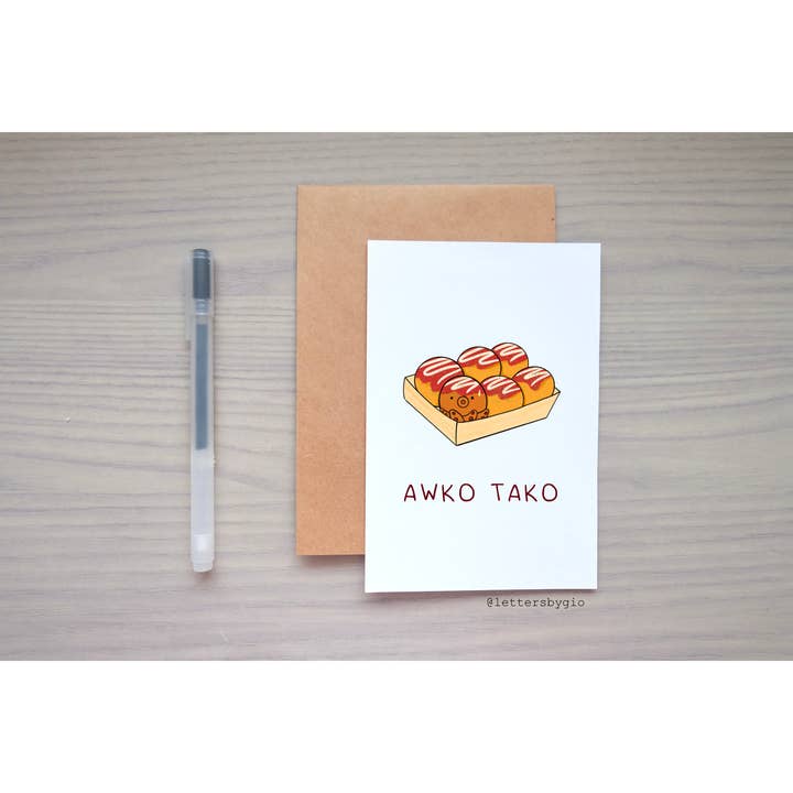 Awko Tako Greeting Card for wholesale by Lettersbygio