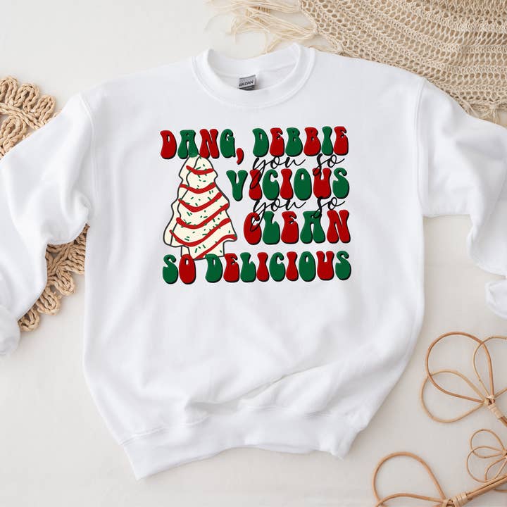 Dang Debbie Christmas Tree Cake Sweatshirt for wholesale by K. I. Designs