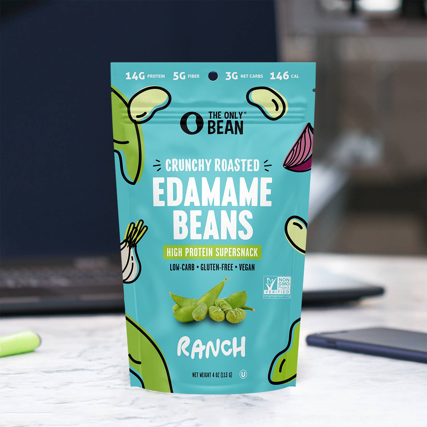 The Only Bean - Wholesale Nuts - Crunchy Roasted Edamame Ranch - 4oz (6 pack)5