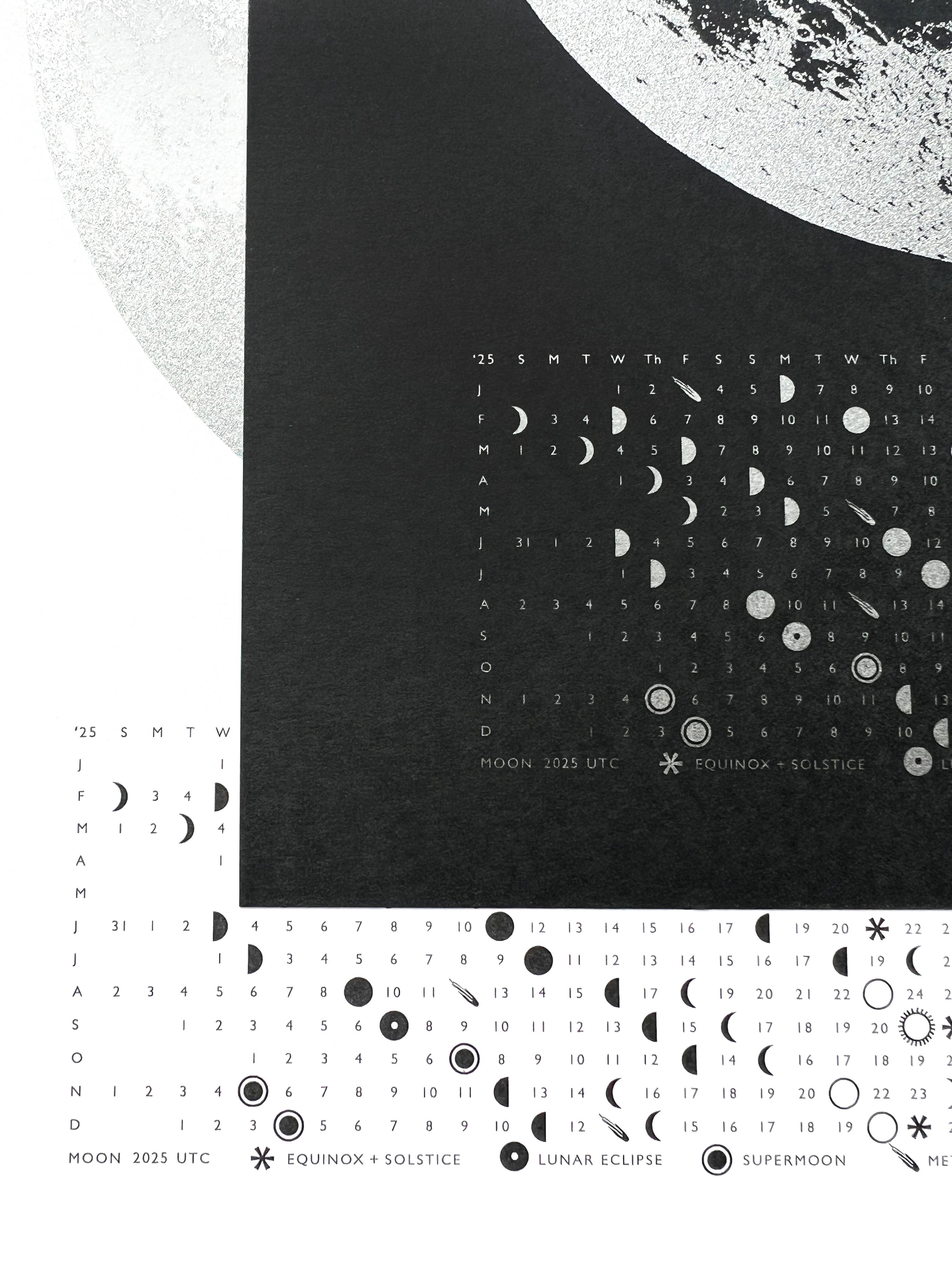 Little Lark - Wholesale Calendar - 2026 Lunar Phase Calendar Print, Metallic Moon Wall Calendar3