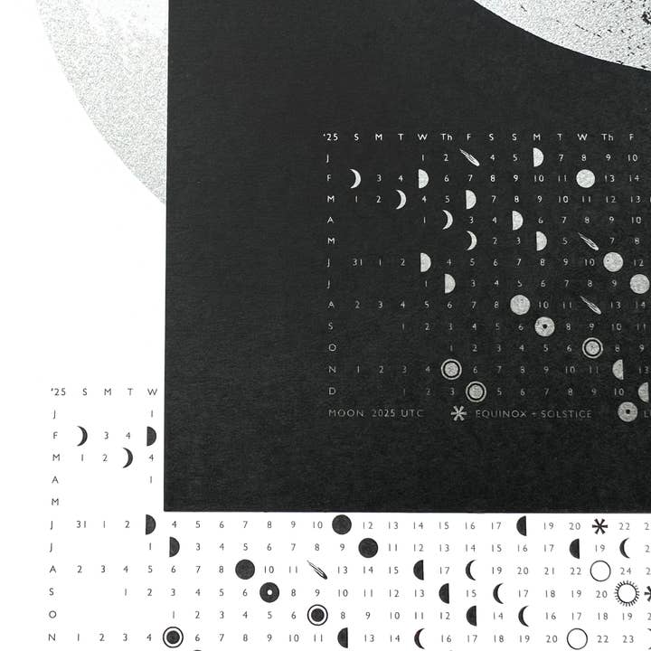 Little Lark - Wholesale Calendar - 2026 Lunar Phase Calendar Print, Metallic Moon Wall Calendar3