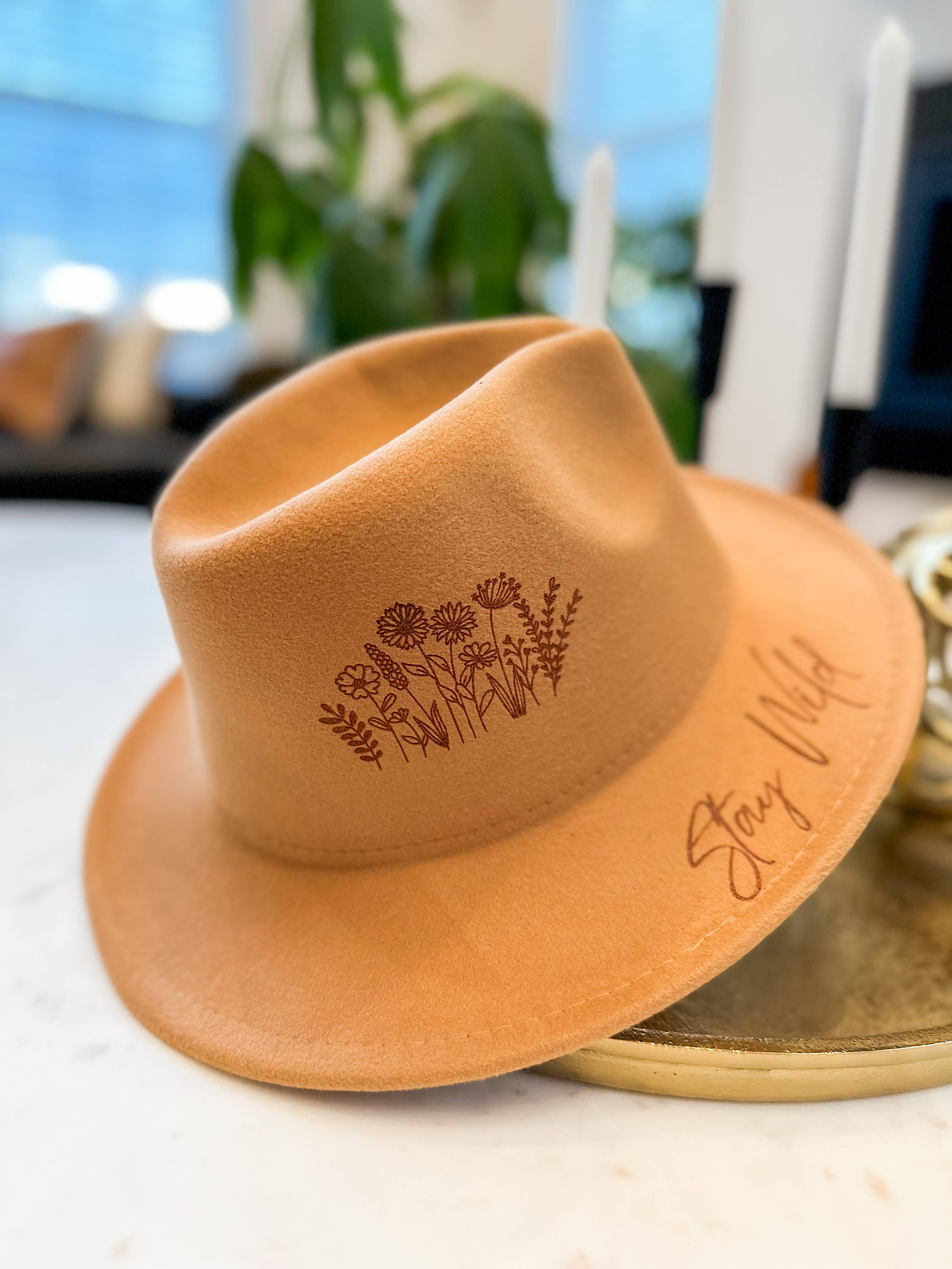 Wild Indigo - Wholesale Fedora - Women's - Wild Flower Burnt Hat Stay Wild Cowboy Hat Fedora1